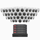 H800X - 4K 64 Channel 40 Cameras PoE Security System, 1/1.8'' BSI Sensor, f/1.6 Aperture (0.003 Lux), Siren & Strobe Alarm,Two-Way Audio, Human & Vehicle Detection,  Perimeter Protection, Works with Alexa, All-Metal Housing